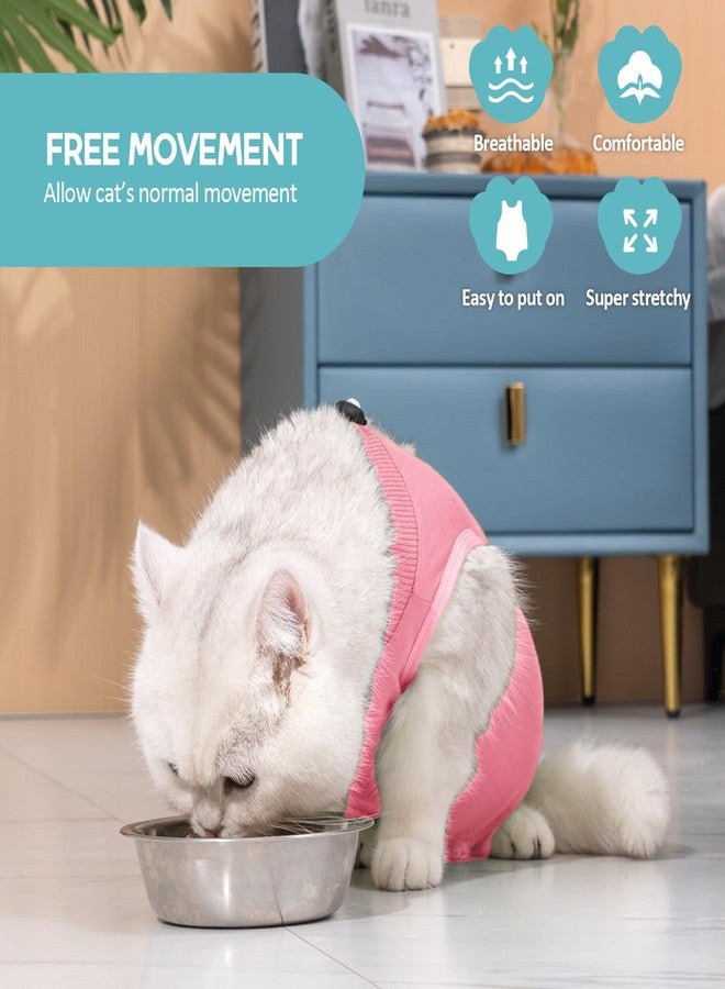 Avont Cat Recovery Suit - Kitten Onesie for Cats After Surgery, Cone of Shame Alternative Surgical Spay Suit for Female Cat, Post-Surgery or Skin Diseases Protection -Pink(S) - Image 3